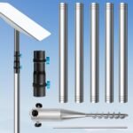Starlink Pole Mount, 9ft Starlink Ground Pole Mount Kit Features a Durable 1.5'' Diameter Pole with No Dig Ground Anchor, Starlink Gen 2 Pipe Adapter Included