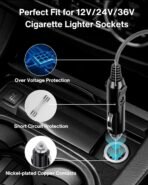 Car Charger to DC Female Adapter 60W Output for Starlink Mini, Compatible with 12V/24V/36V Cigarette Lighter and DC Waterproof Barrel Jack, Car Charger Converter for Car, RV, Truck, Boat - Image 6